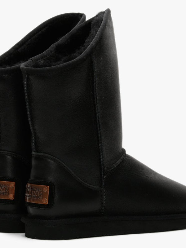 Cosy Short Black Nappa Double-Faced Sheepskin Ankle Boots