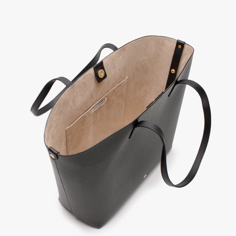 Ivy Black Leather Tote Bag