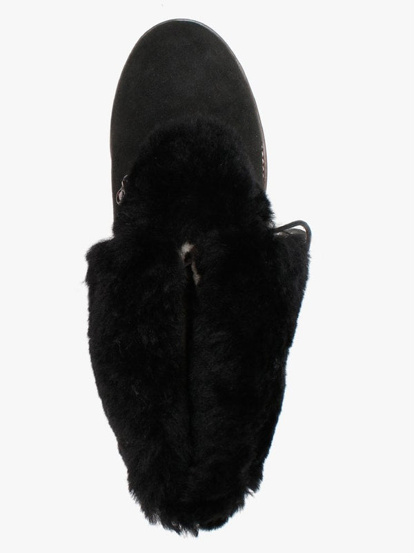 Yael Black Double-Face Sheepskin Lace Up Boots