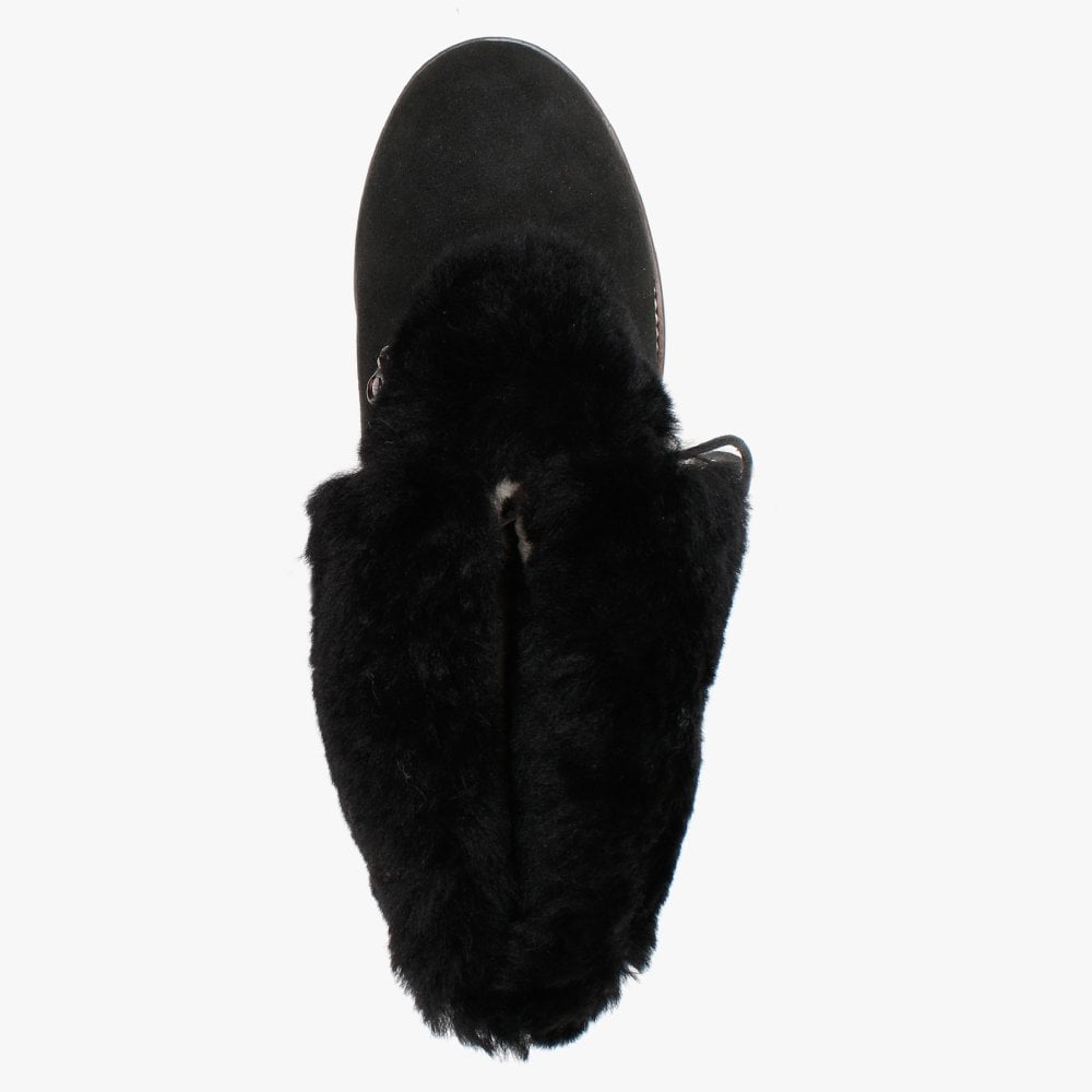 Yael Black Double-Face Sheepskin Lace Up Boots