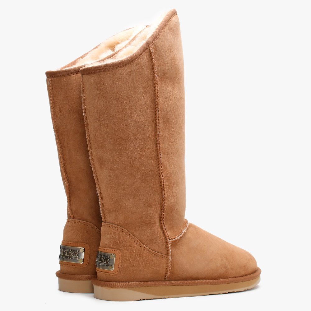 Cosy Tall Tan Double-Face Sheepskin Calf Boots
