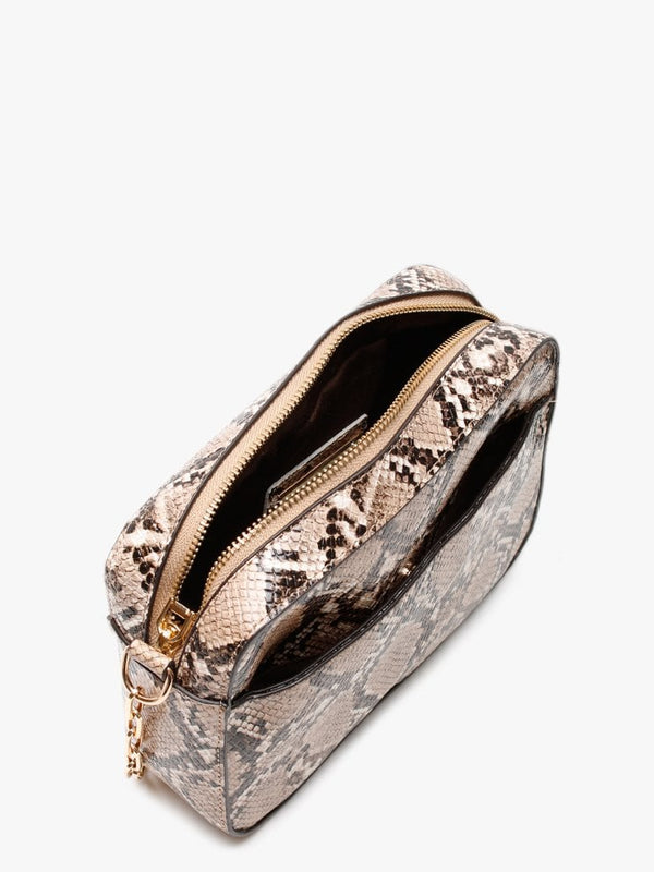 Brown Leather Reptile Cross-Body Bag