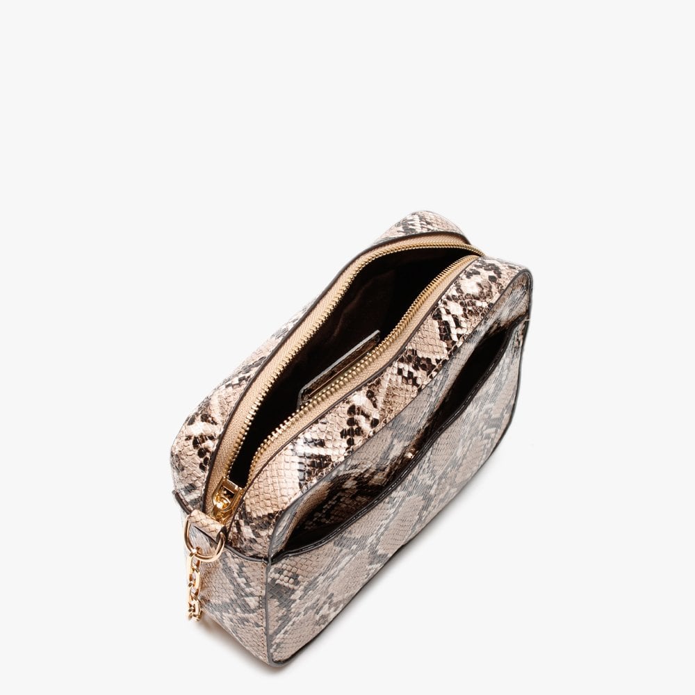 Brown Leather Reptile Cross-Body Bag