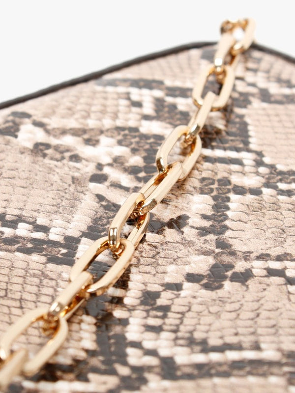 Brown Leather Reptile Cross-Body Bag