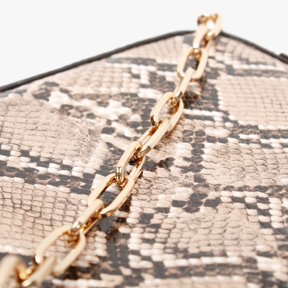 Brown Leather Reptile Cross-Body Bag