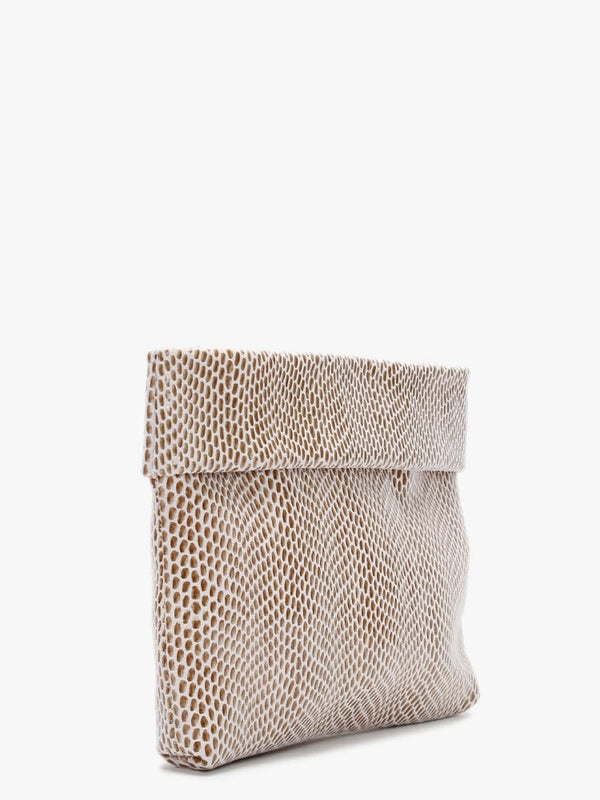 Beige Leather Reptile Cross-Body Bag