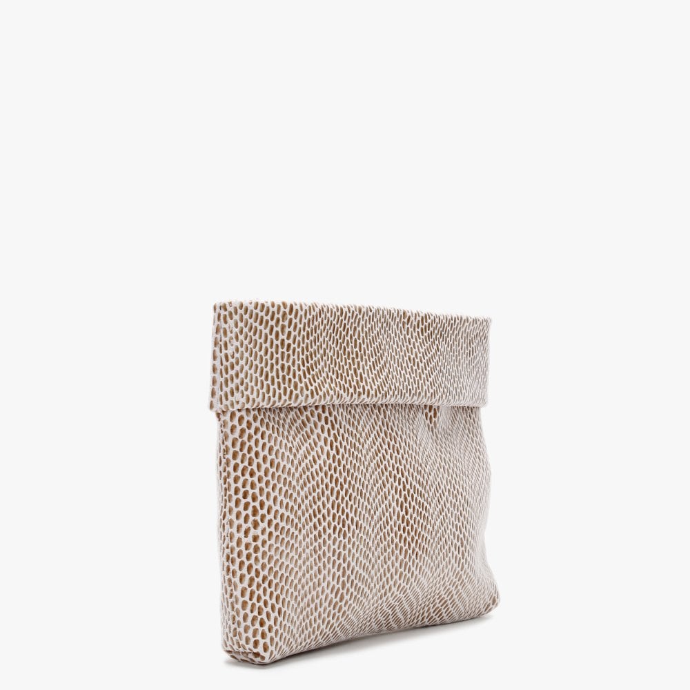 Beige Leather Reptile Cross-Body Bag