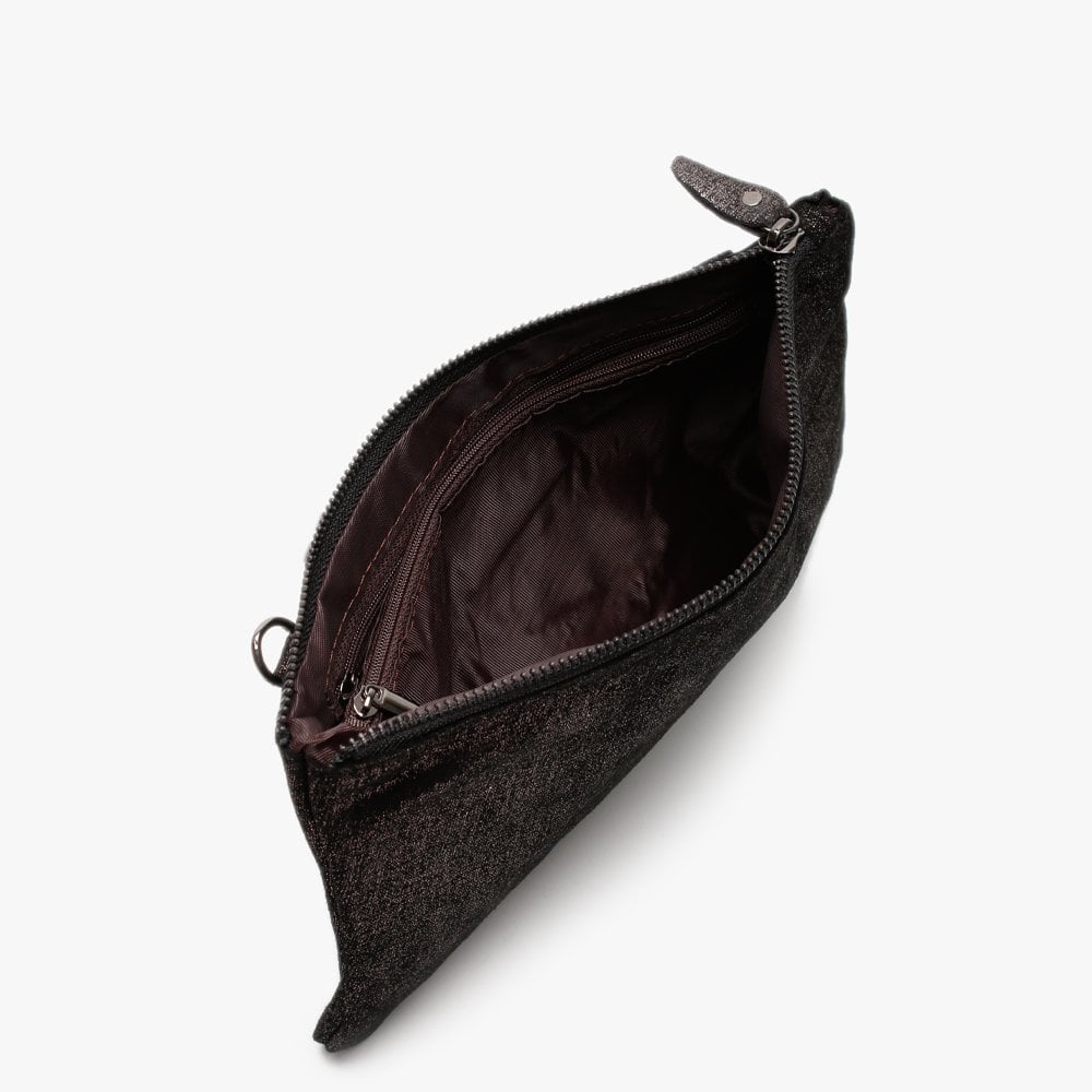 Black Metallic Leather Cross-Body Bag