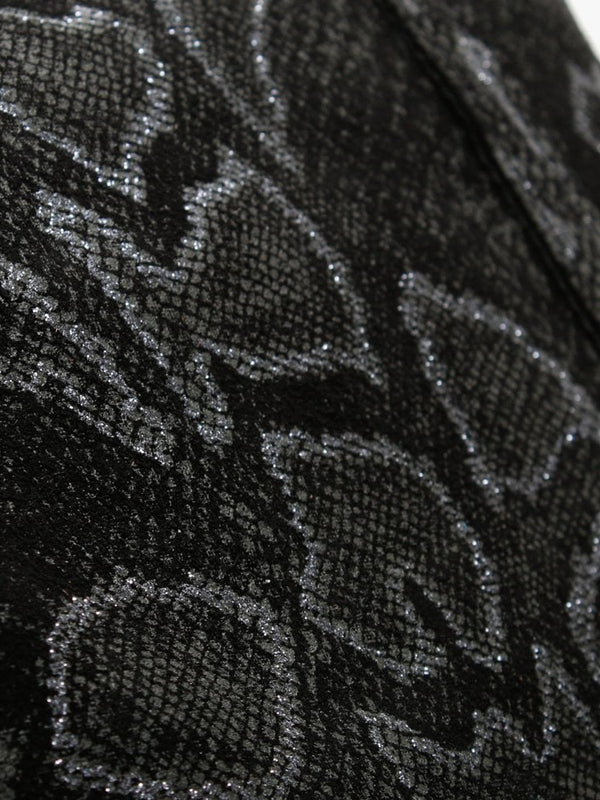 Black Metallic Reptile Leather Cross-Body Bag
