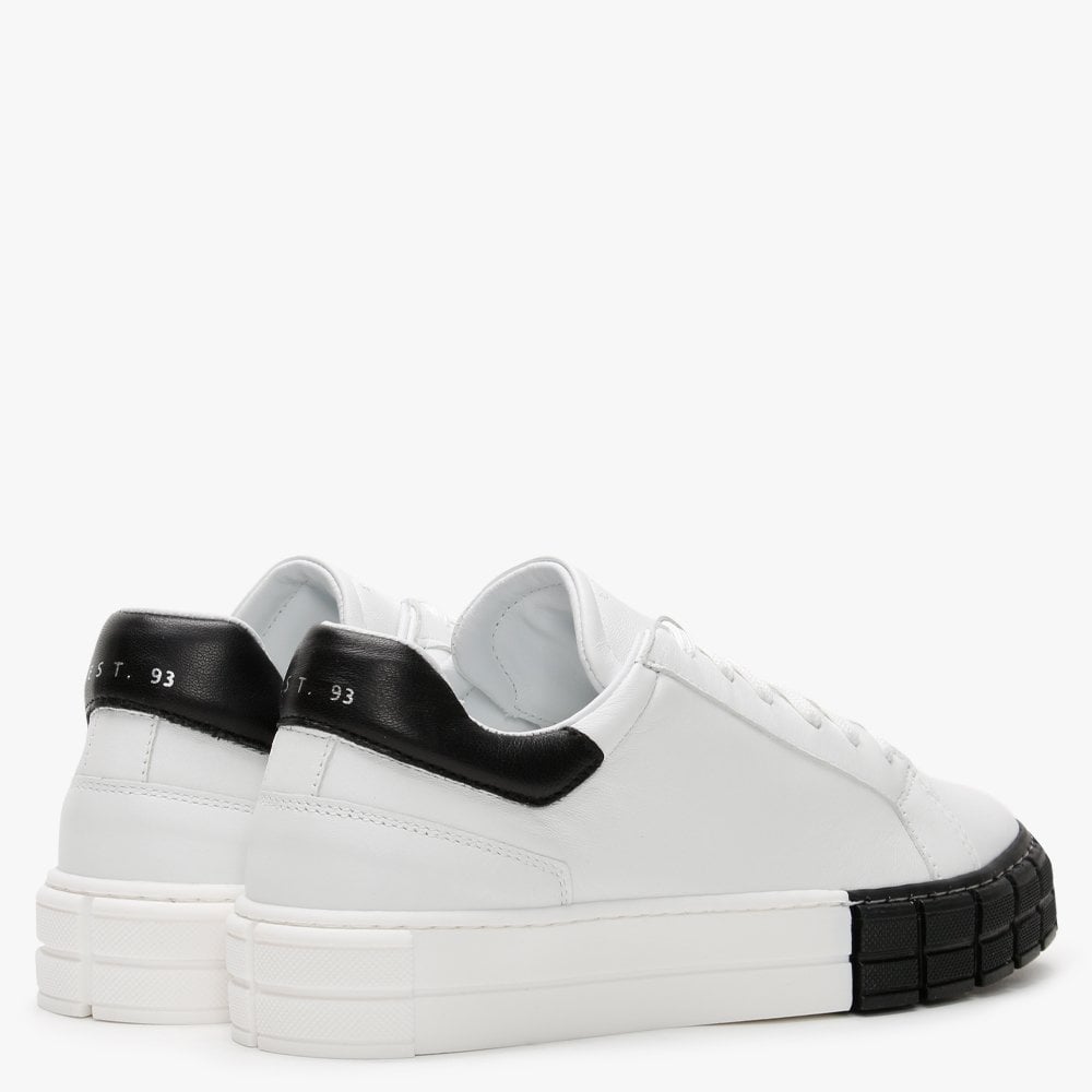 Exit White Leather Black Flash Trainers