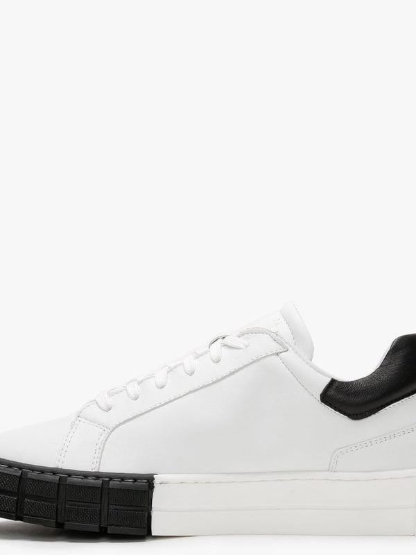 Exit White Leather Black Flash Trainers