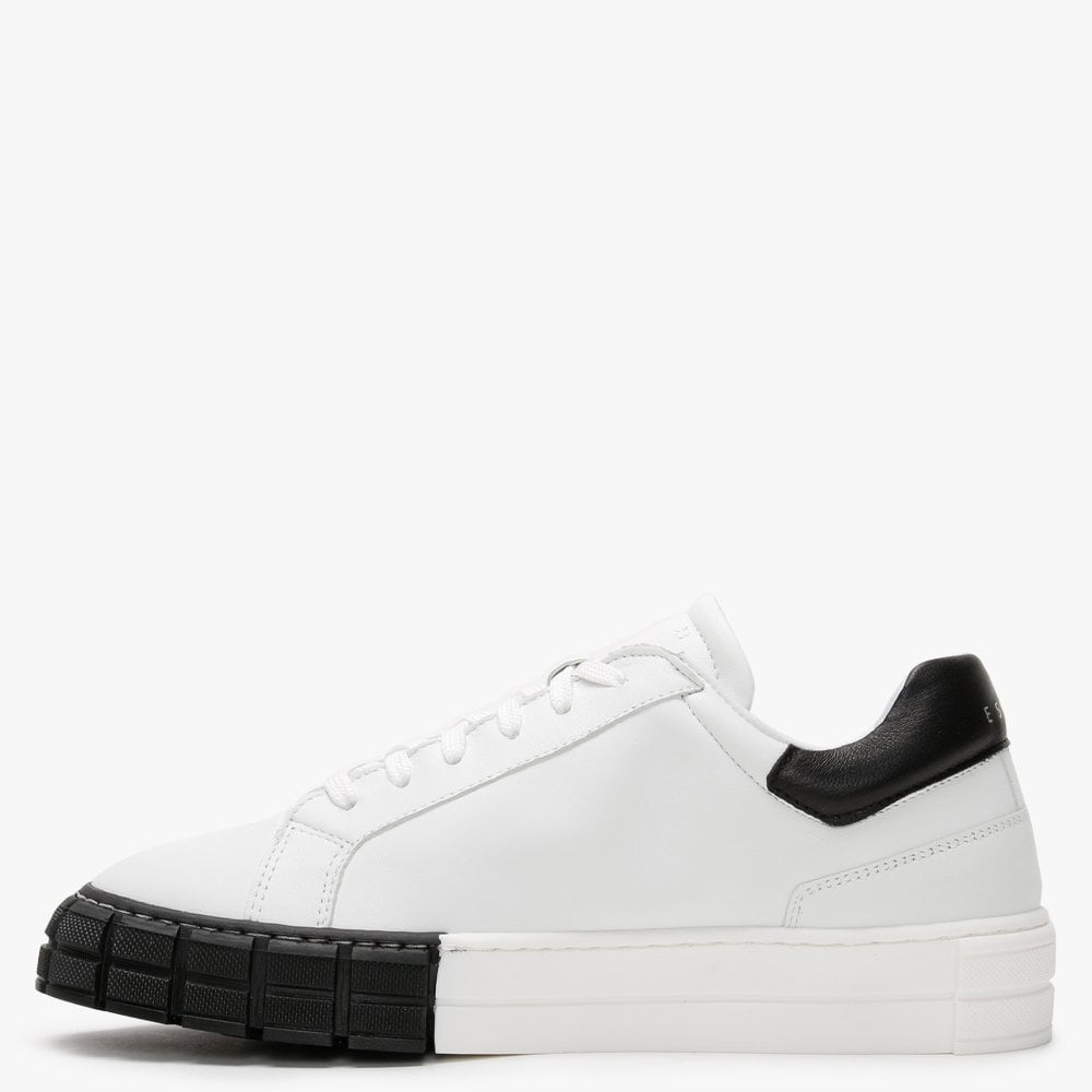 Exit White Leather Black Flash Trainers