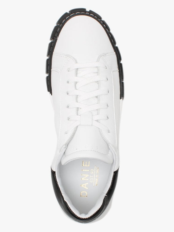 Exit White Leather Black Flash Trainers