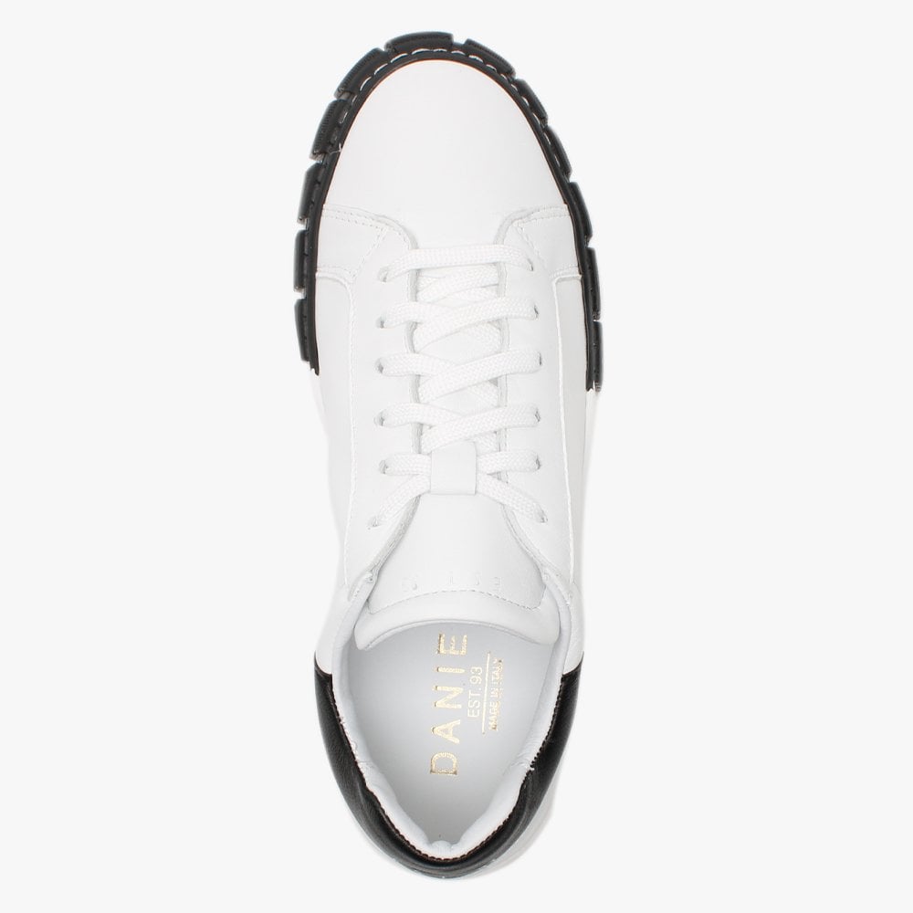 Exit White Leather Black Flash Trainers