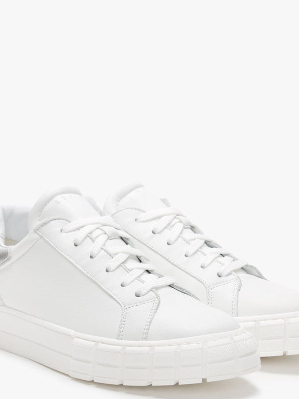 Exit White Leather Silver Flash Trainers