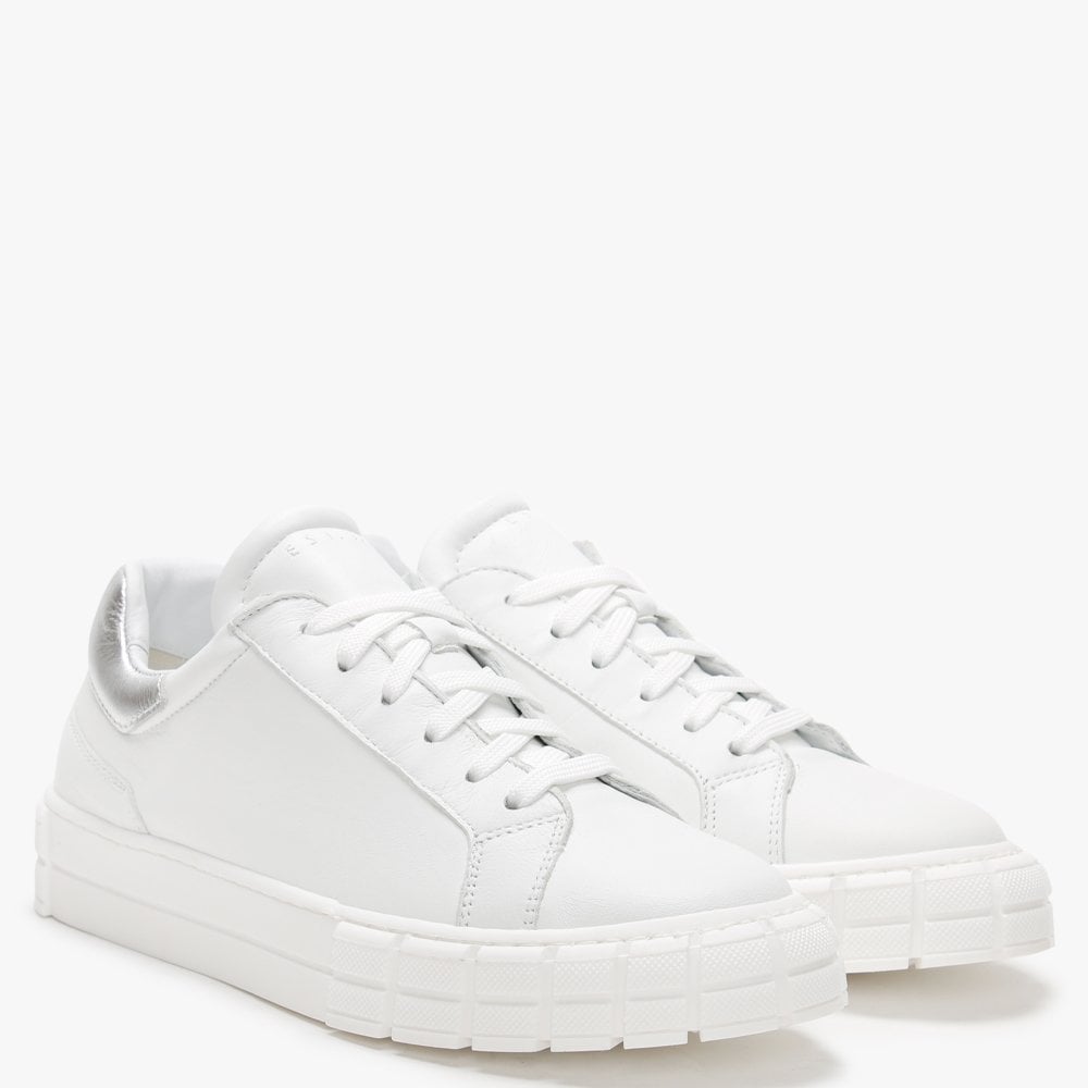 Exit White Leather Silver Flash Trainers