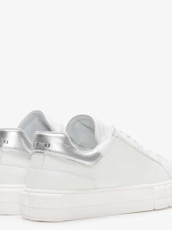 Exit White Leather Silver Flash Trainers
