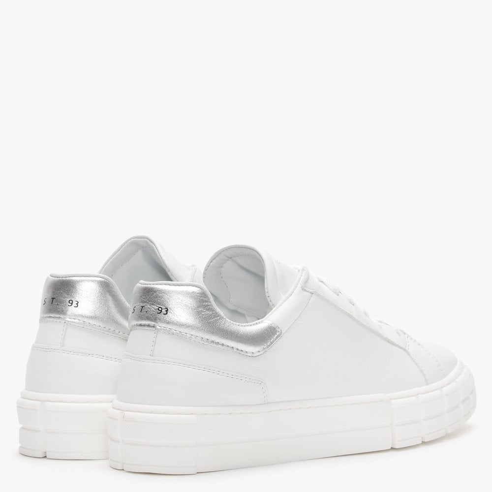 Exit White Leather Silver Flash Trainers