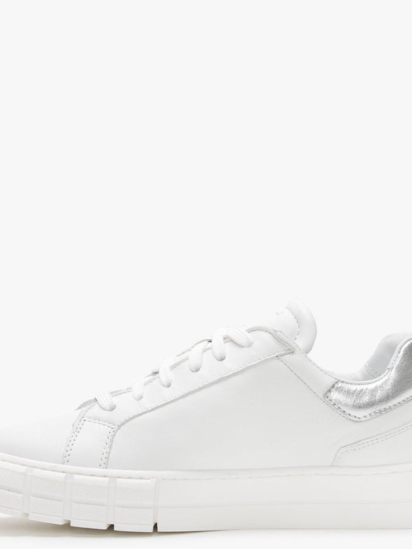 Exit White Leather Silver Flash Trainers