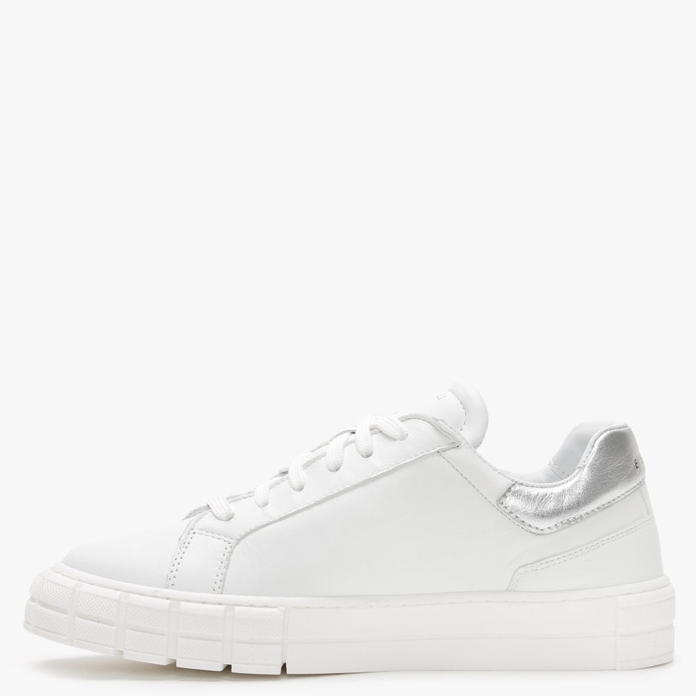 Exit White Leather Silver Flash Trainers