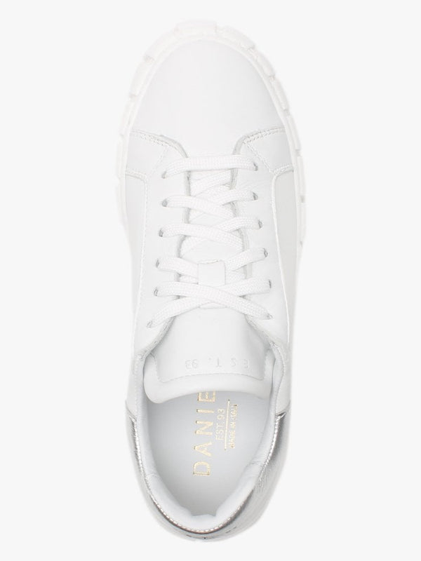Exit White Leather Silver Flash Trainers