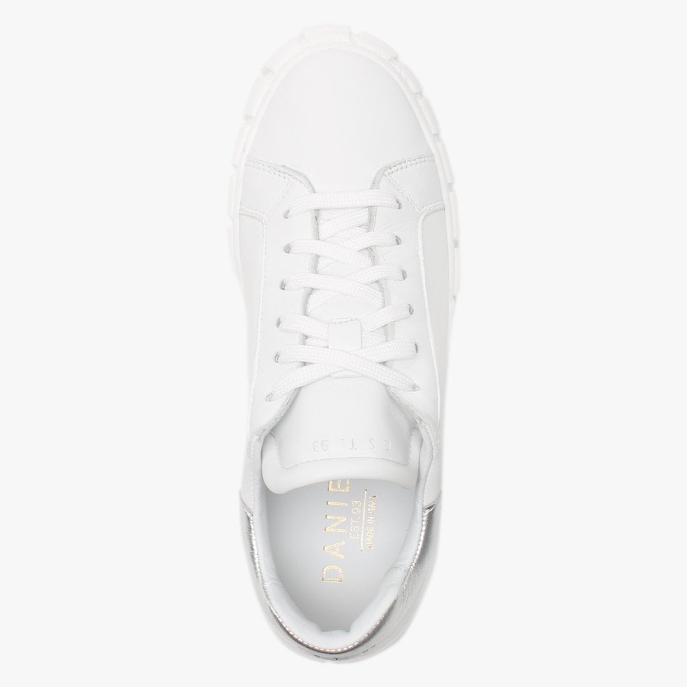 Exit White Leather Silver Flash Trainers
