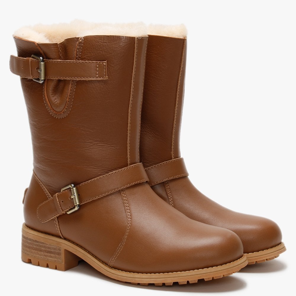 Easy Rider Tan Leather Double-Face Sheepskin Ankle Boots