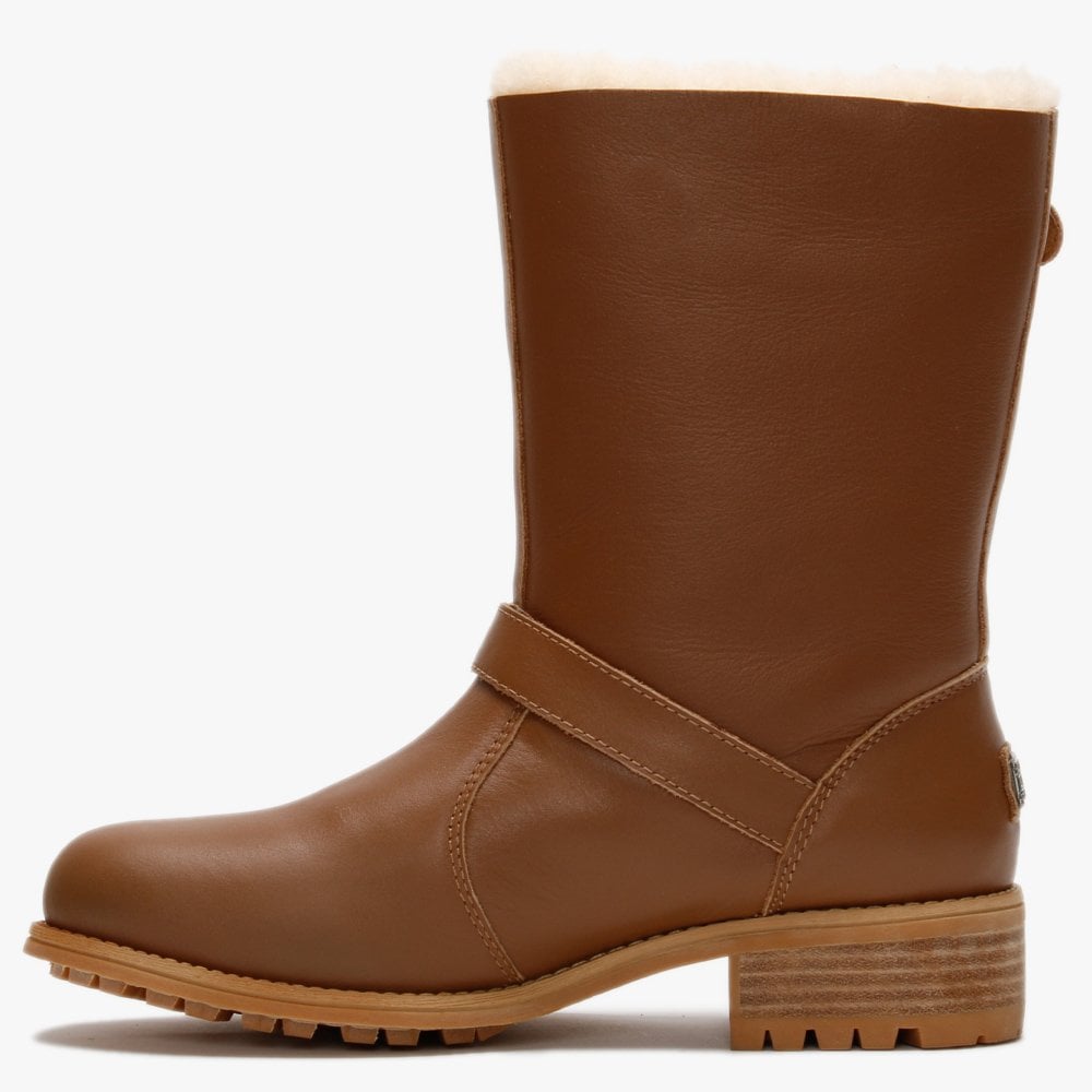 Easy Rider Tan Leather Double-Face Sheepskin Ankle Boots