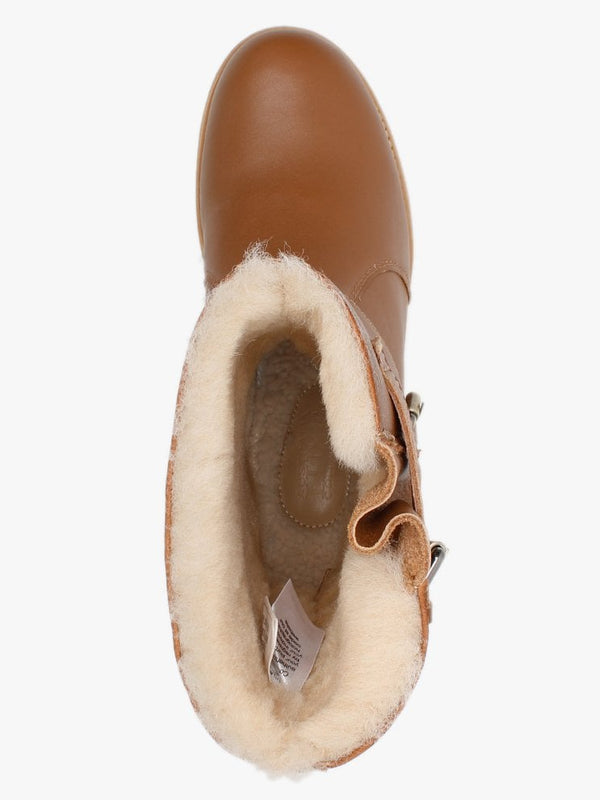 Easy Rider Tan Leather Double-Face Sheepskin Ankle Boots