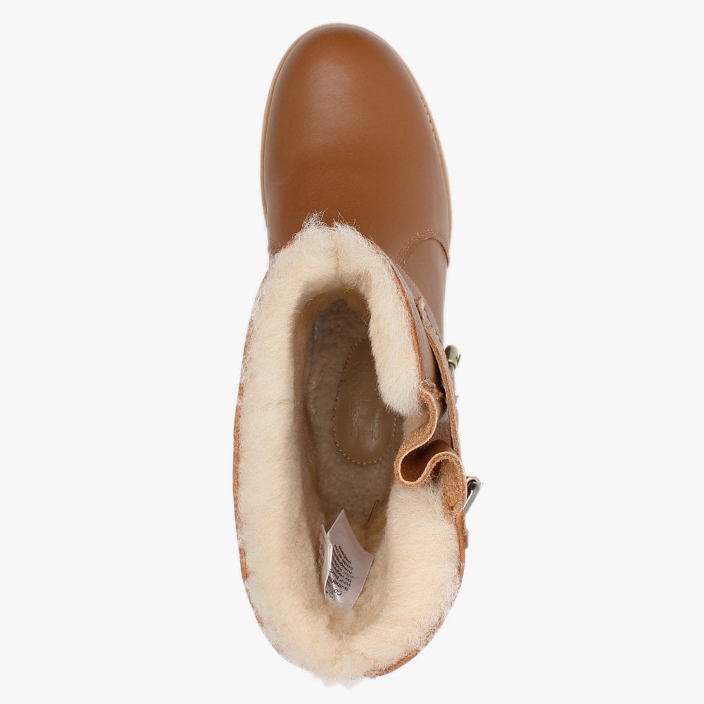 Easy Rider Tan Leather Double-Face Sheepskin Ankle Boots