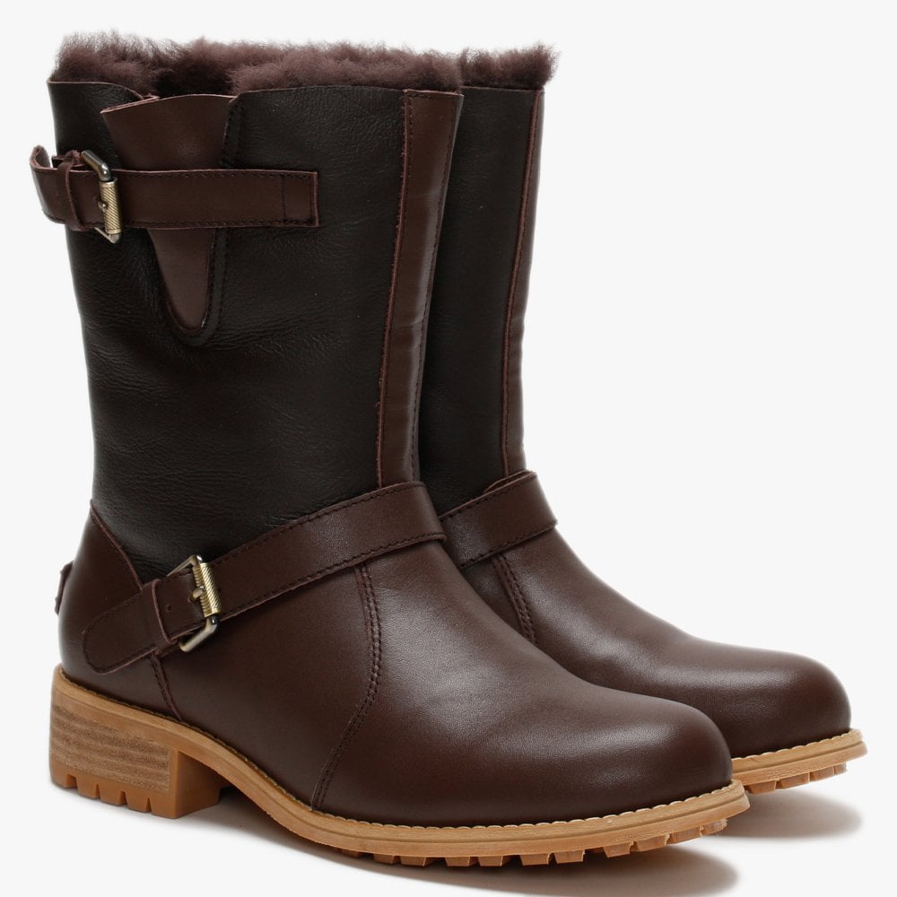 Easy Rider Brown Leather Double-Face Sheepskin Ankle Boots