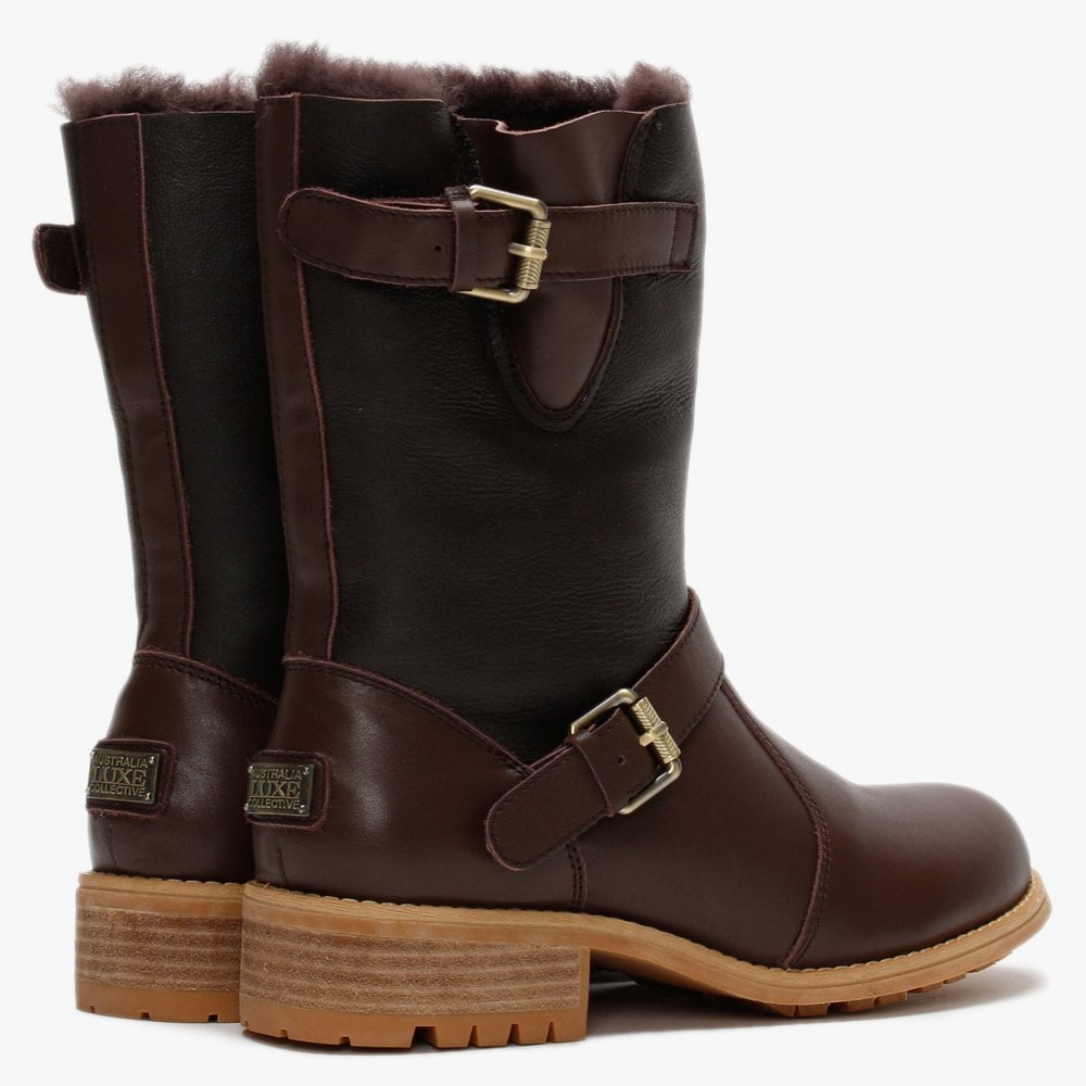 Easy Rider Brown Leather Double-Face Sheepskin Ankle Boots