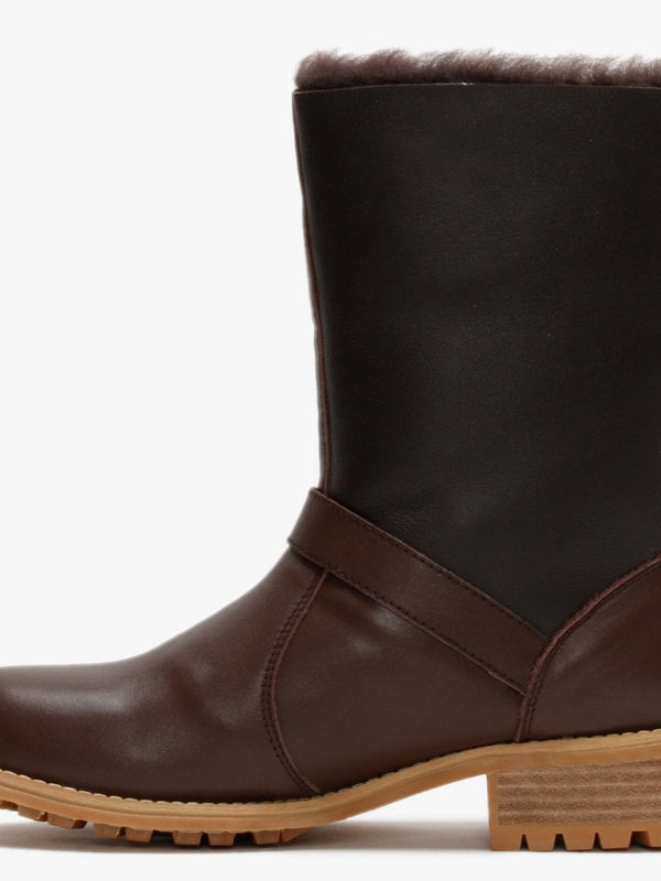 Easy Rider Brown Leather Double-Face Sheepskin Ankle Boots