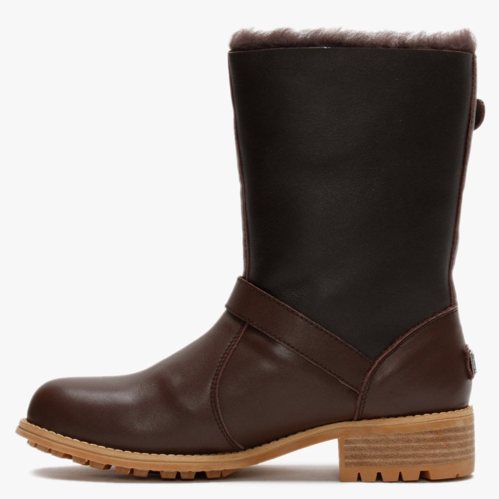 Easy Rider Brown Leather Double-Face Sheepskin Ankle Boots