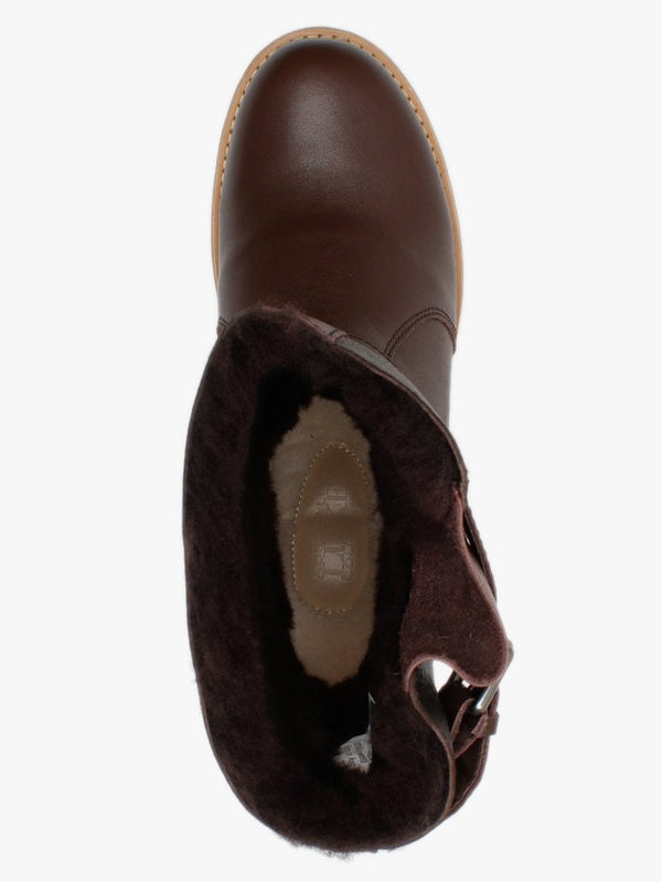 Easy Rider Brown Leather Double-Face Sheepskin Ankle Boots