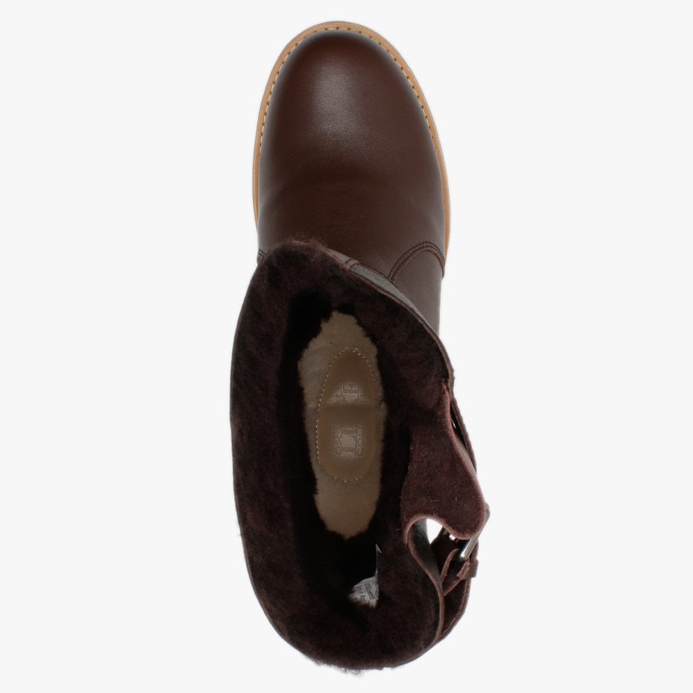 Easy Rider Brown Leather Double-Face Sheepskin Ankle Boots