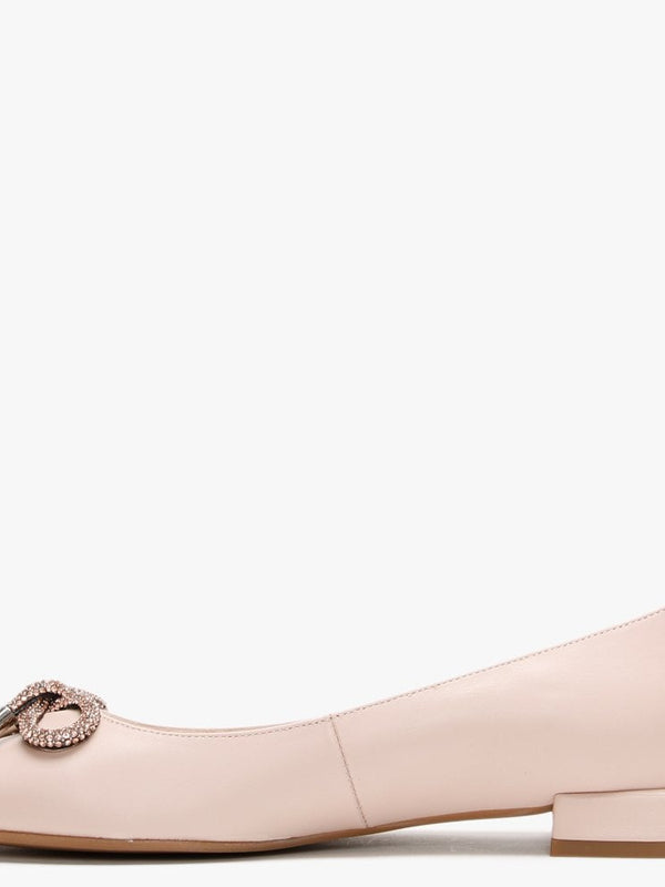 Mila Pink Leather Embellished Bow Ballet Pumps