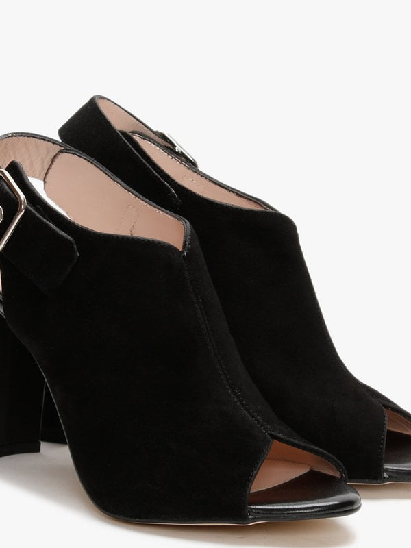 Madelyn Black Suede Heeled Sandals