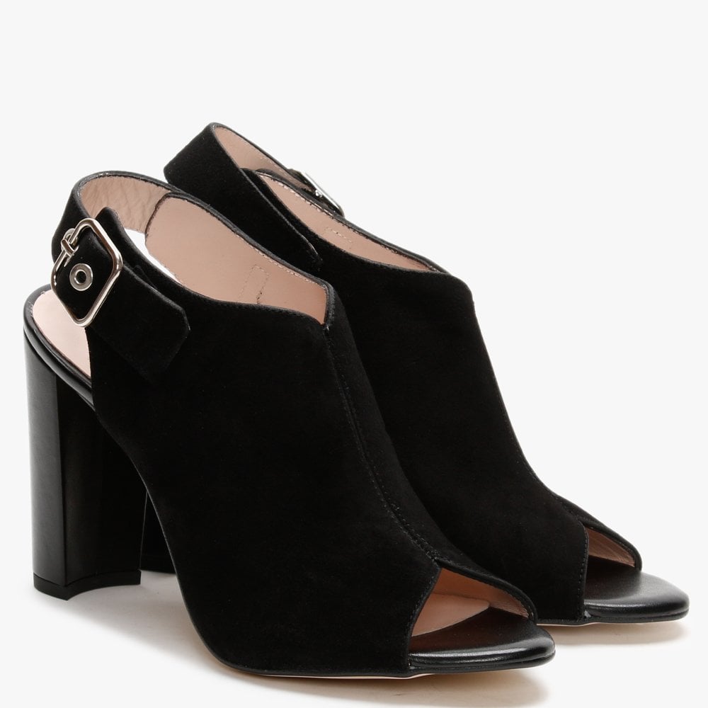 Madelyn Black Suede Heeled Sandals