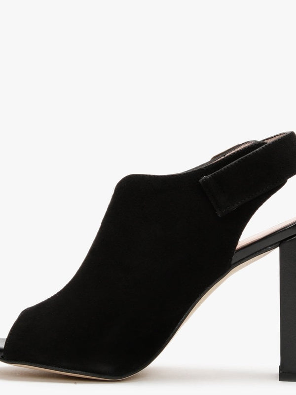 Madelyn Black Suede Heeled Sandals
