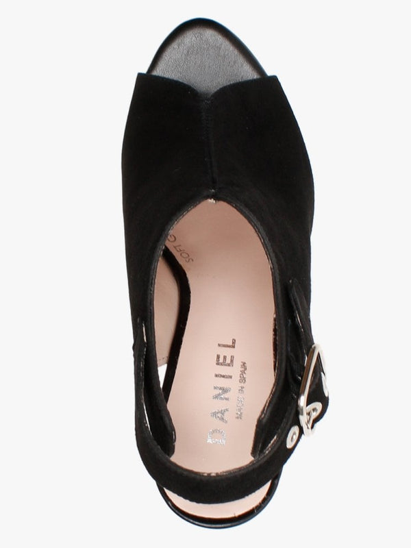 Madelyn Black Suede Heeled Sandals
