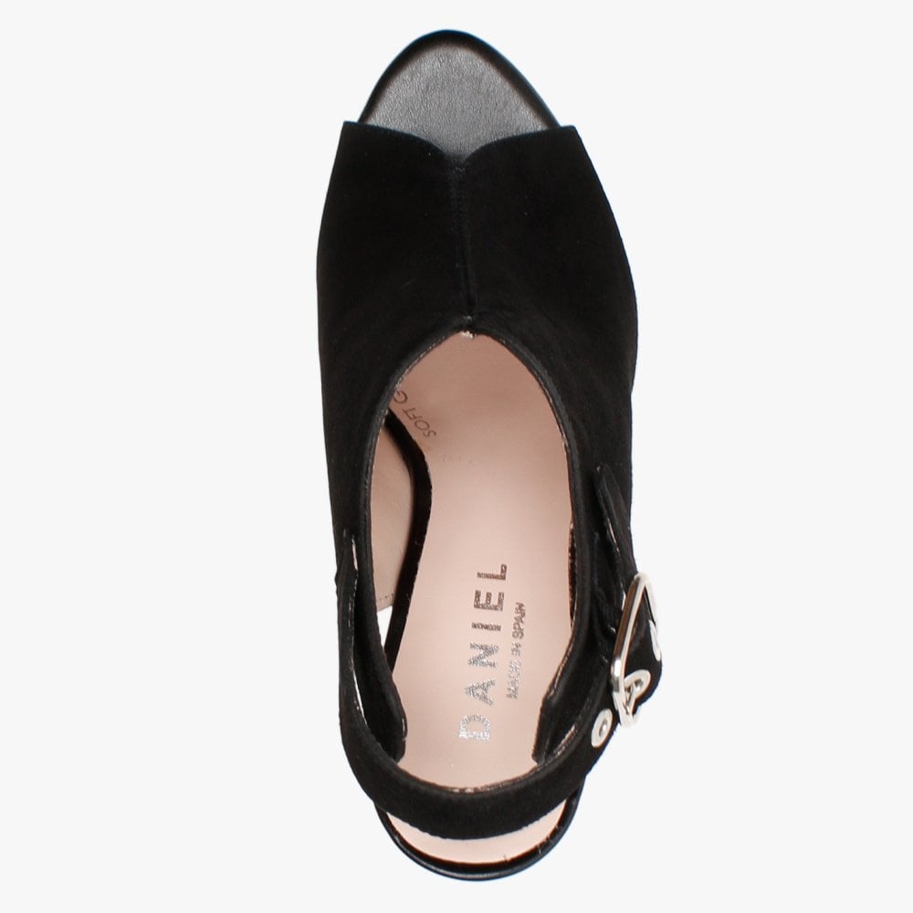 Madelyn Black Suede Heeled Sandals