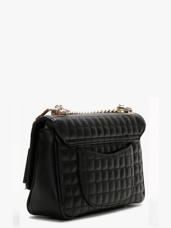 Matrix Black Quilted Front Flap Shoulder Bag