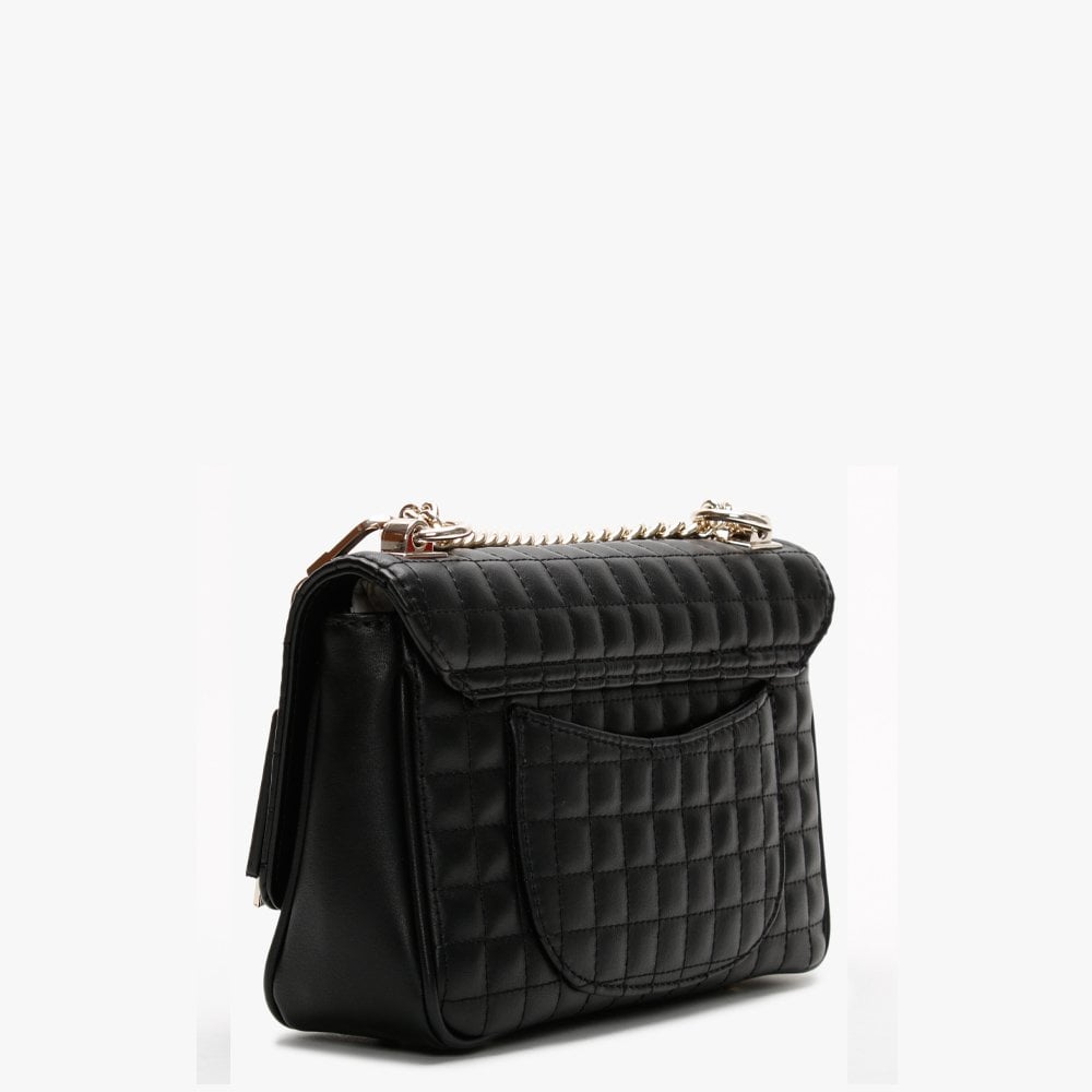 Matrix Black Quilted Front Flap Shoulder Bag