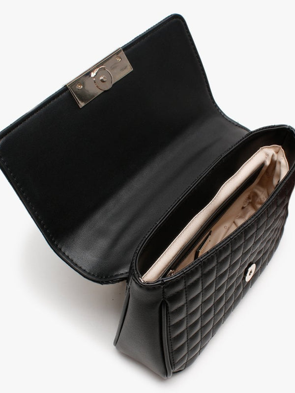Matrix Black Quilted Front Flap Shoulder Bag