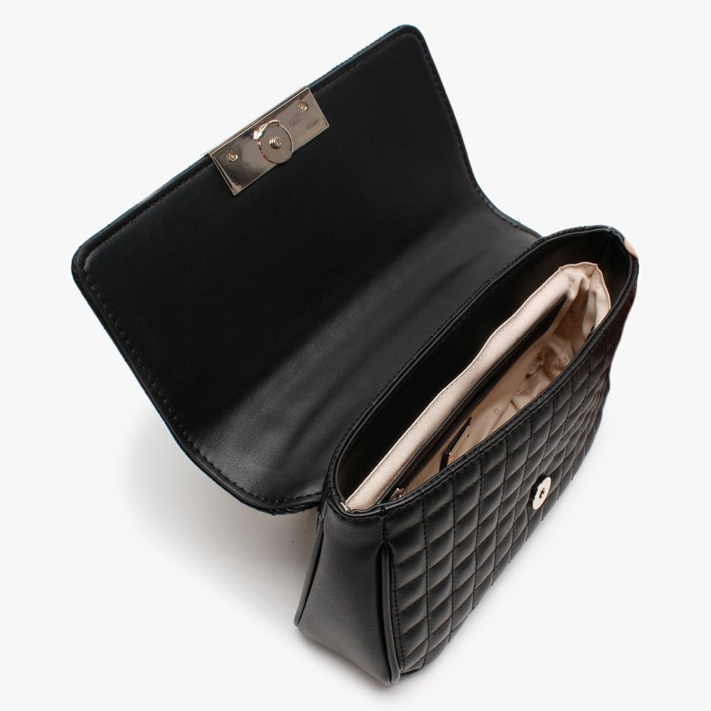 Matrix Black Quilted Front Flap Shoulder Bag