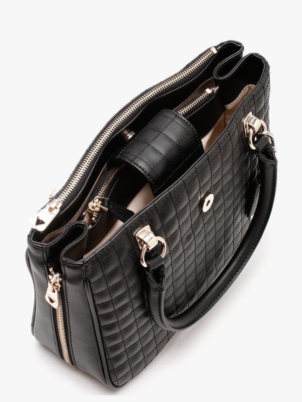 Matrix Black Quilted Satchel Bag