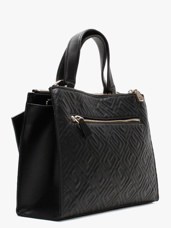 Janay Black Quilted Satchel Bag