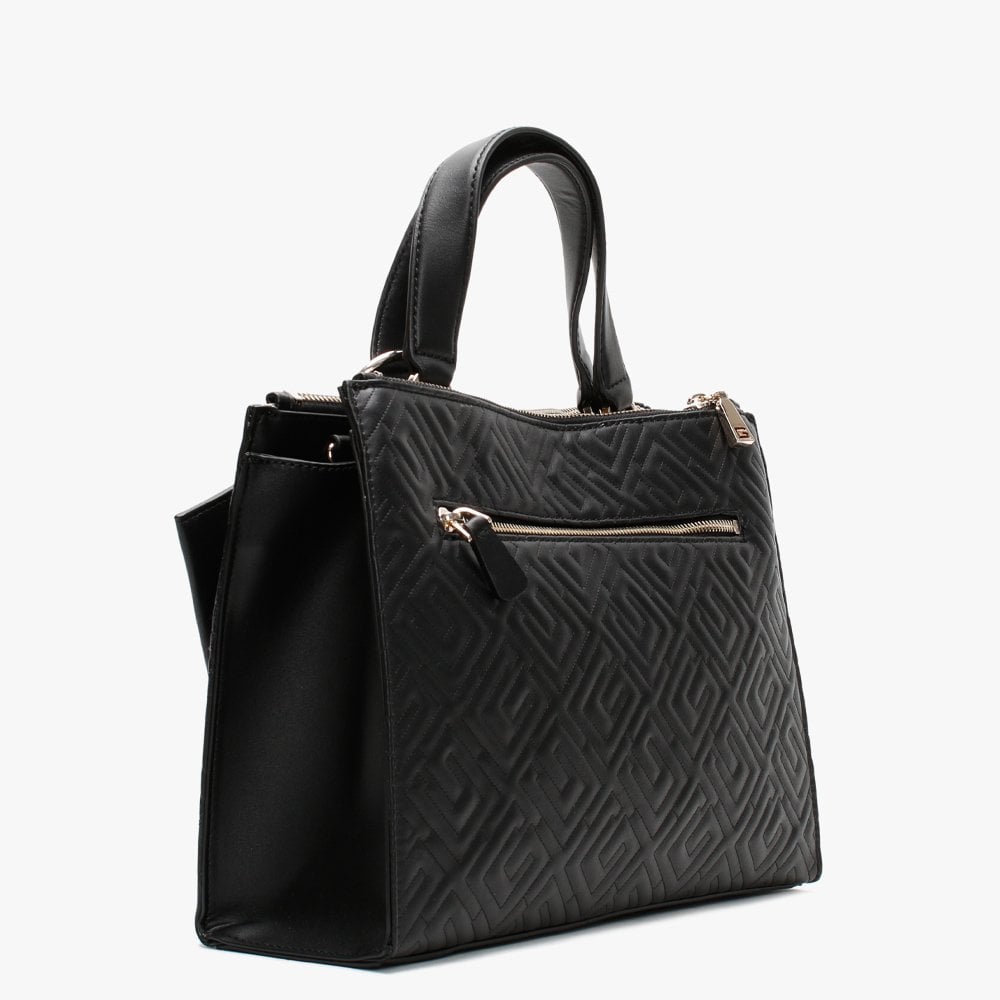 Janay Black Quilted Satchel Bag