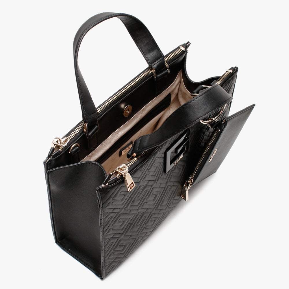 Janay Black Quilted Satchel Bag